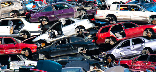 used cars at scrap yard