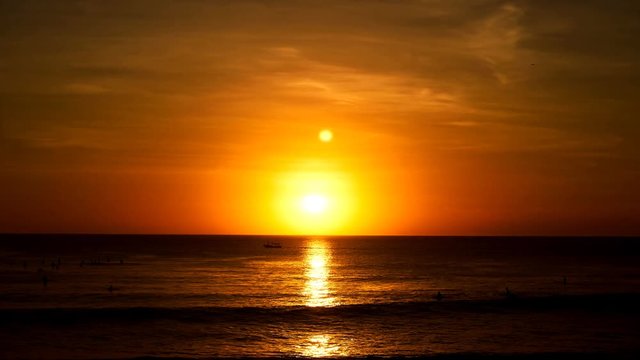 Sunset over Ocean of Beautiful Orange in cinemagraph style