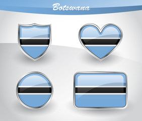 Glossy Botswana flag icon set
