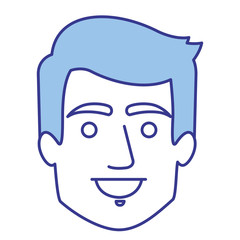 blue silhouette of man with short hair vector illustration