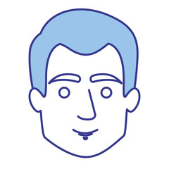 blue silhouette of guy with short hair vector illustration