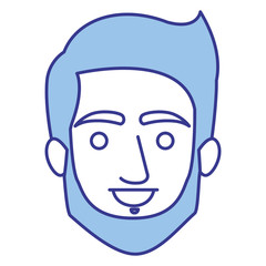 blue silhouette of man with short hair and beard and without mustache vector illustration