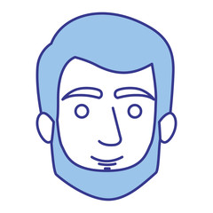 blue silhouette of young man with short hair and beard and without moustache vector illustration