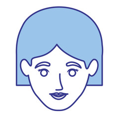 blue silhouette of woman with short hair vector illustration