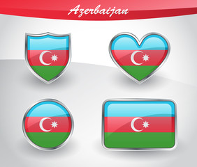Obraz premium Glossy Azerbaijan flag icon set