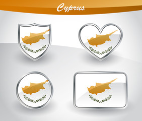 Glossy Cyprus flag icon set