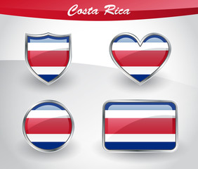 Glossy Costa Rica flag icon set