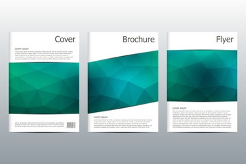 Fototapeta premium Brochure template layout, flyer, cover, annual report, magazine in A4 size. Triangular shape. Geometric abstract background. Vector illustration