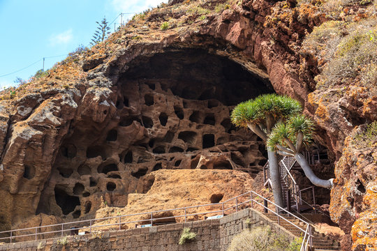 Cave troglodytes, monastery of Valerón. Gran Canaria, Spain