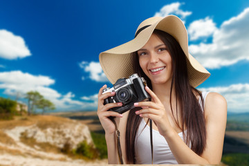 Photographer girl shooting images