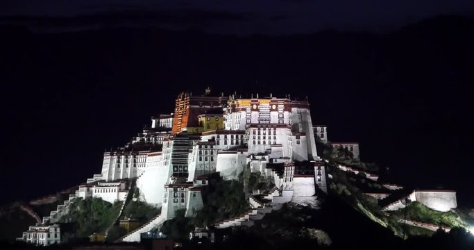 4k Potala in Lhasa,Tibet at night.