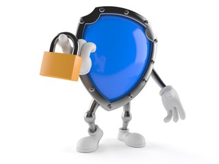 Shield character with padlock