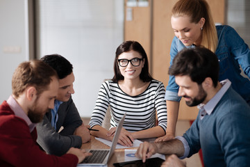 Attractive brunette looking straight at camera