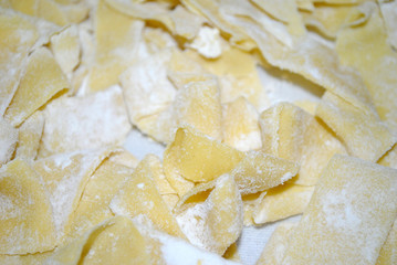 Fototapeta na wymiar Homemade pappardelle, typical Italian pasta, close up