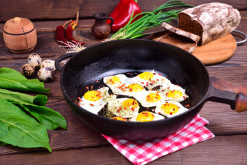 Fried quail eggs