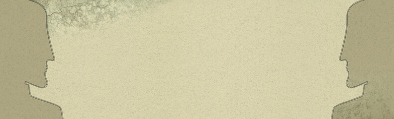 Staff recruitment; Two male profiles facing each other on a textured background. Business background, audit, personnel, staff recruitment