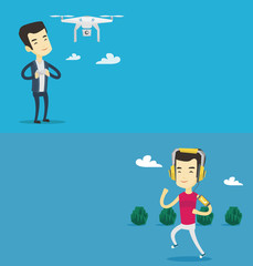 Two technology banners with space for text.