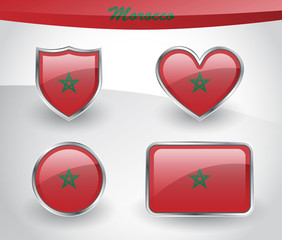 Glossy Morocco flag icon set