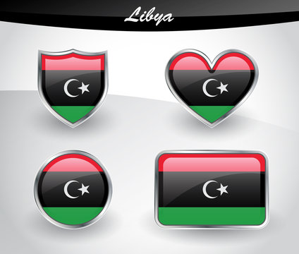 Glossy Libya flag icon set