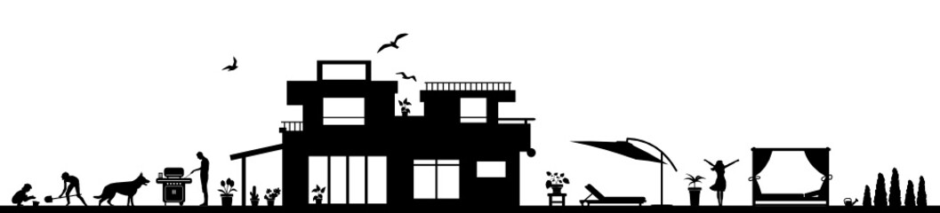 Silhouette Haus und Garten