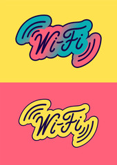 Free Wi-Fi calligraphic vintage design. Vector illustration.
