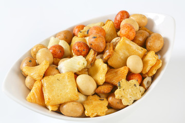 Japanese peanut and rice crackers