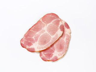 Thin sliced smoked pork neck