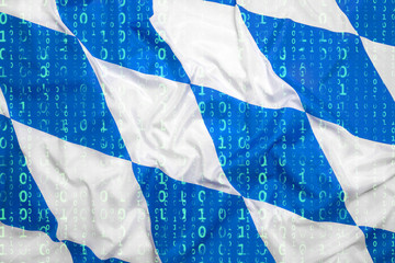 Binary code with Bavaria flag, data protection concept