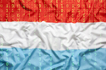 Binary code with Luxembourg flag, data protection concept