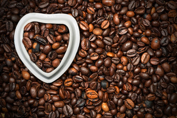 Coffee Beans in a Heart Shaped Bowl
