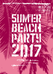 Summer Beach Party typographic grunge vintage poster design. Retro vector illustration.