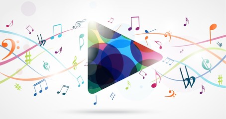 Colorful music notes background