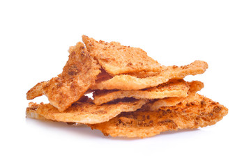 rice cracker with pork floss isolated on white background