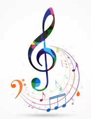 Rolgordijnen Colorful music notes background © radenmas