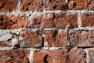 part textured old brick wall dark red color