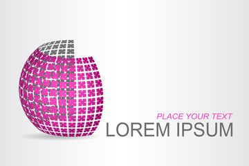 Logo stylized spherical surface with abstract shapes