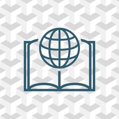 open book and globe icon stock vector illustration flat design