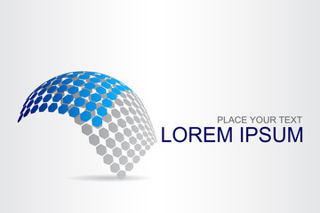 Logo stylized spherical surface with abstract shapes