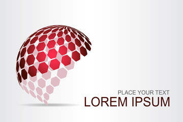 Logo stylized spherical surface with abstract shapes