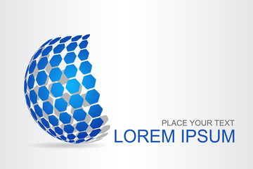 Logo stylized spherical surface with abstract shapes