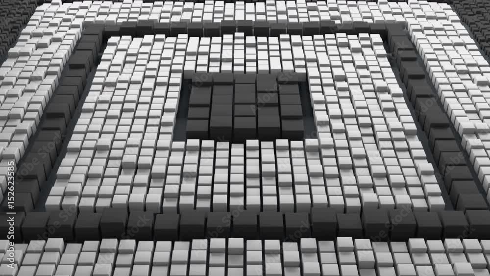 Poster huge amount of randomly moved cubes with different size. 3d render abstract background. massive of c