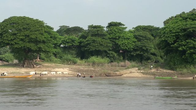 Ayeyarwady river, fishing villages along the river