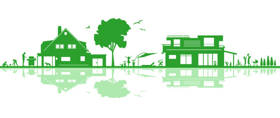 Silhouette Haus und Familie