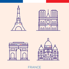 Sights of france, icons