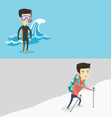 Two travel banners with space for text.