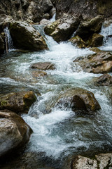 A beautiful landscape of waterfall in Tatra mountains in Slovakia. 