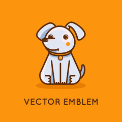 Vector icon, illustration and logo design template in cartoon linear style - dog and puppy