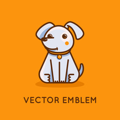 Vector icon, illustration and logo design template in cartoon linear style - dog and puppy