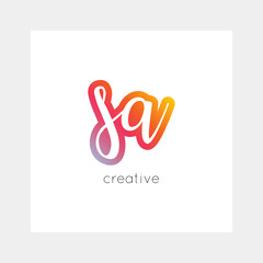 SA logo, vector. Useful as branding, app icon, alphabet combination, clip-art.