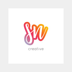 SN logo, vector. Useful as branding, app icon, alphabet combination, clip-art.